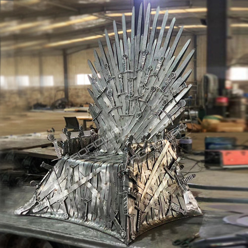 复古工业风KTV酒吧店面金属装饰权力的游戏 铁王座椅创意落地摆件 - 图1