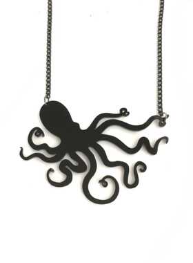 P简约搞怪个性章鱼八爪鱼度假项链T恤毛衣挂链短款锁骨链