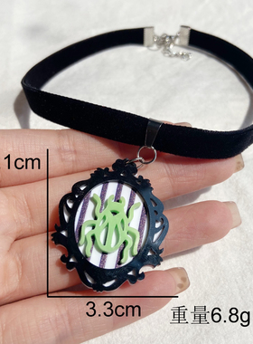 G亚克力哥特式红色黑色爱心吊坠项链短款锁骨链