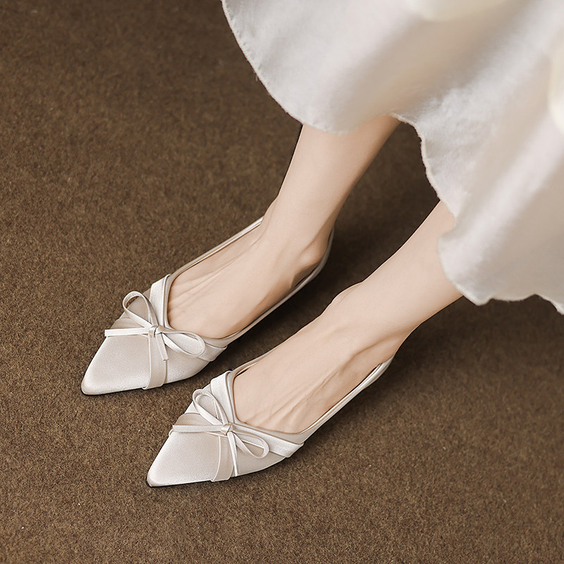 羊皮版~内增高3CM尖头平底鞋子女2025新款浅口气质仙女风软底单鞋,淘宝优惠券,粉丝福利购,淘宝优惠卷