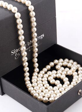 项链女长款珍珠挂件韩国时尚简约夸张气质小香毛衣链旗袍装饰链夏