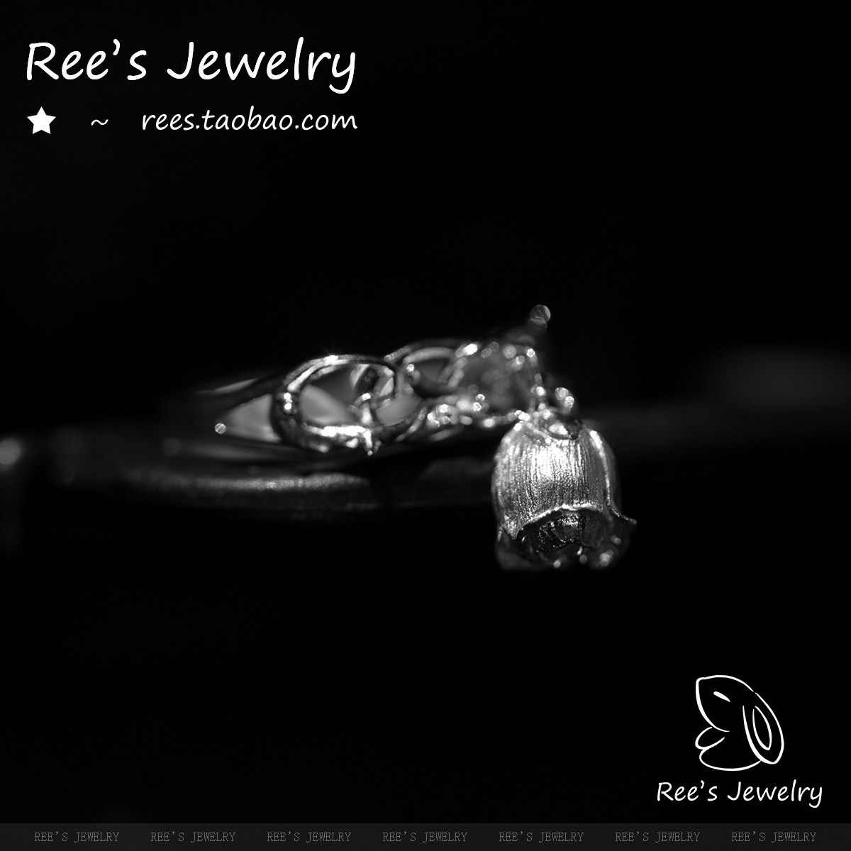 Niche original 925 silver rose thorn flower ring
