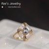 Ree original aquamarine, diamond and mother-of-pearl 18K ring