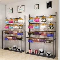 Golden lingerie store shelves Show creations Creative hanging clothes hanger floor style panties rack leaning against wall single-sided bra shelving