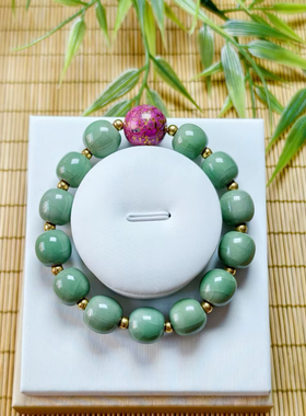 汝窑手串男款女款大漆珠子单圈时尚饰品礼物送女友闺蜜生日礼物