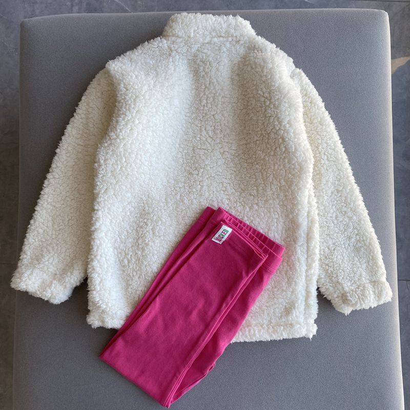 外贸单秋冬女童长袖羊羔绒上衣长裤子保暖柔软儿童睡衣家居服套装,淘宝优惠券,粉丝福利购,淘宝优惠卷