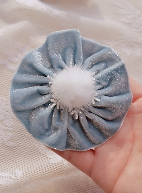 儿童女童可爱发饰冰雪色丝绒雪花蝴蝶结铃铛女孩宝宝配饰边夹发夹