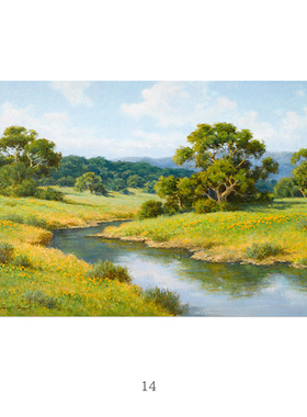 美国大卫普查尔印象派风景油画装饰画画心客厅餐厅油画布自粘画