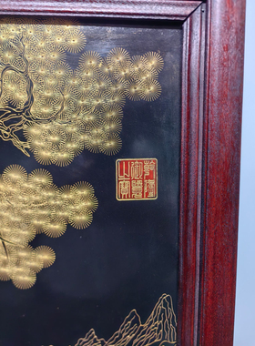 郎世宁作品红木镶瓷板画掐丝马上封侯挂屏马到成功手绘陶瓷装饰画