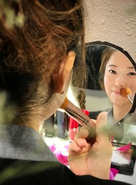 三彩艺陶瓷美人镜新中式台面礼物