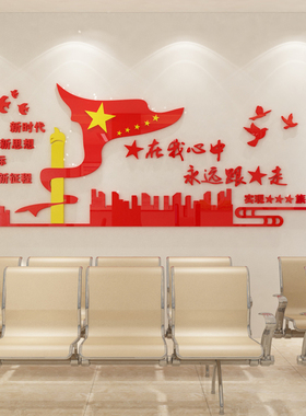在我心中大气党员活动室墙贴画