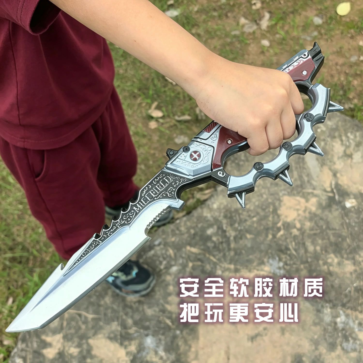 Delta Operations Creed Knife Weapon Model Children's PU Soft Plastic Toy Knife Red Owl Claw Knife Large Cos Prop