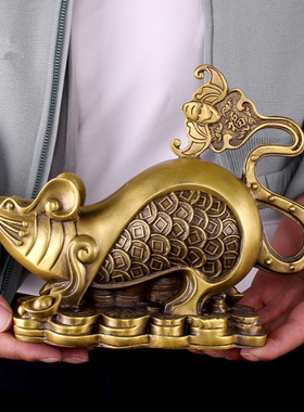 铜鼠摆件招财金钱袋老鼠生肖鼠五鼠九鼠运财家居客厅店铺风水装饰