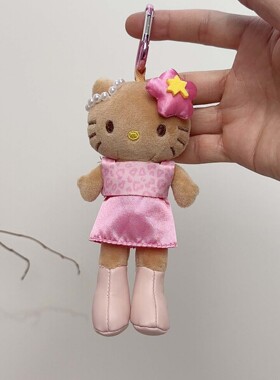 日本官方正品正版旗舰黑长脚Kitty粉豹纹黑皮公仔玩偶钥扣少女心