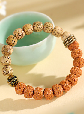 新月菩提铜配件达摩串珠手链男女文艺复古金刚菩提文玩手串