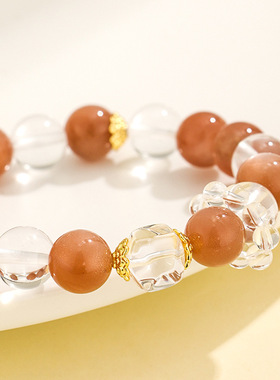 新品白水晶串珠手链女百搭小众高级感太阳石手串手饰巴度