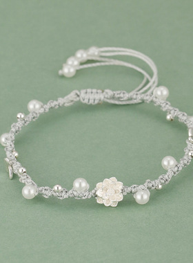 新品999银淡水珍珠手链小众百搭高级感原创仙风银蝴蝶小莲花手绳