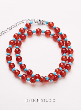 小红书爆款红手链项链合集红色本命年手串饰品玛瑙