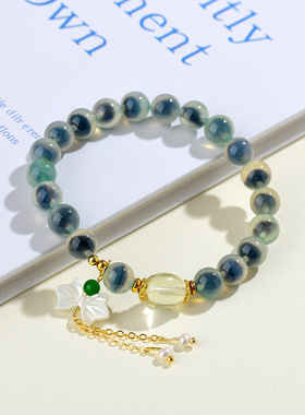 天然半糖手链绿糖心玛瑙清新时尚原创手串抖音小红书供货