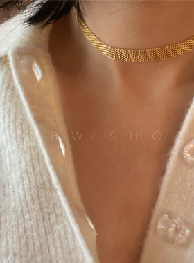 欧美复古网格钛金项链女项圈颈链
