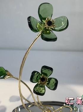 水晶四叶草创意桌面摆件家居装饰