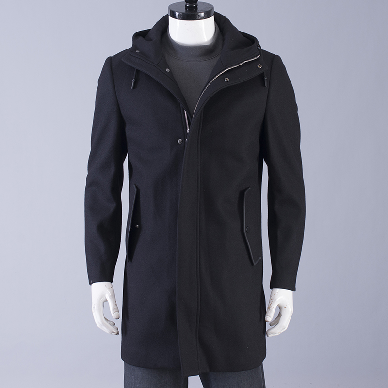 风衣男中长款冬季长款连帽大衣秋冬韩版休闲修身男士披风工装外套,淘宝优惠券,粉丝福利购,淘宝优惠卷