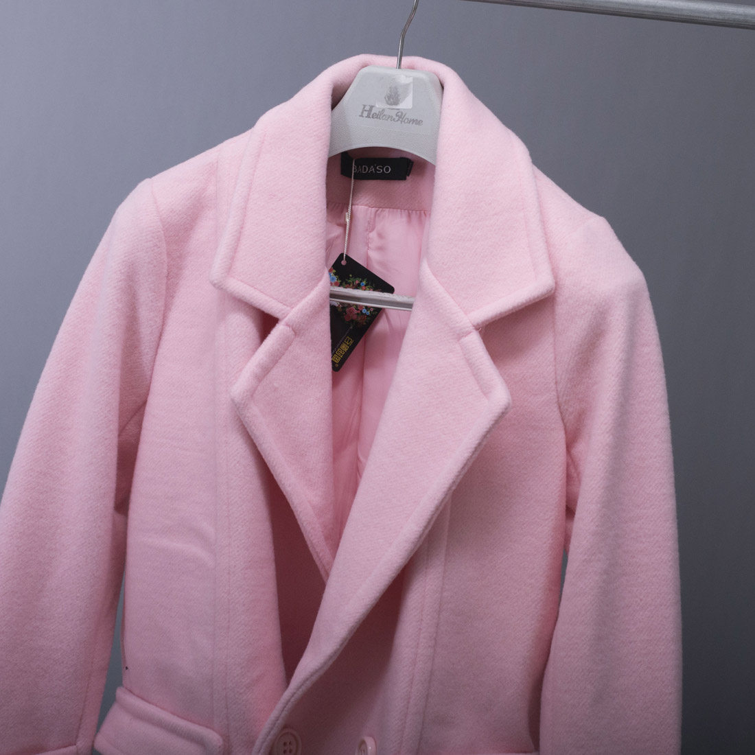 断码清货~大厂尾货女士时尚休闲羊毛呢子大衣春秋季厚款粉色外套,淘宝优惠券,粉丝福利购,淘宝优惠卷
