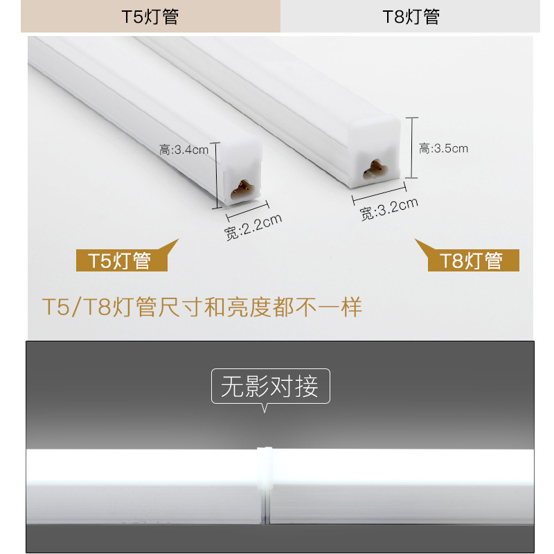 led灯管1米2家用全套一体化日光超亮节能光管车间照明t5t8长条灯-图1