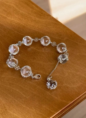 2025新款水晶串珠雪花手链冷淡风优雅中百搭手环轻奢高级感手饰女