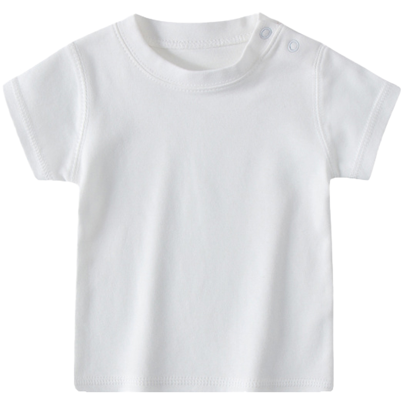 婴儿纯棉短袖儿童百搭圆领打底宝宝洋气白色上衣T恤夏季纯色半袖 - 图3