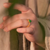 016922-0 18k gold hollow curly grass pattern natural thin waxy full color floating green jadeite Pixiu ring 16 rings