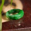 0294199-0 Natural Myanmar A goods full product waxy ice full color sunny green spicy green jade saddle ring ring 17