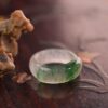 0414200-0 Natural Burmese A-grade high-ice seeded green jade saddle ring with 14-15 rings