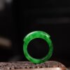 0294199-0 Natural Myanmar A goods full product waxy ice full color sunny green spicy green jade saddle ring ring 17