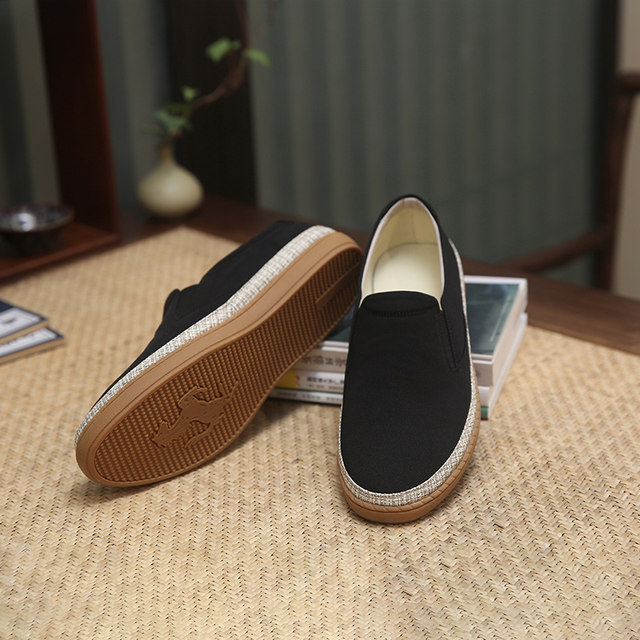 内联升布鞋男春夏一脚蹬松紧口休闲工作鞋防滑底老北京布鞋6120C