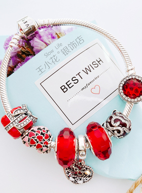 香港正生纯银手链纯银红色手镯女