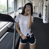 Спортивная быстросохнущая тонкая футболка с коротким рукавом, сексуальная одежда для йоги для спортзала, популярно в интернете, для бега