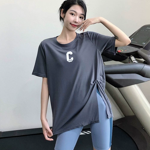 Спортивная дышащая одежда для йоги для отдыха, быстросохнущий лонгслив для спортзала, свободный крой, для бега