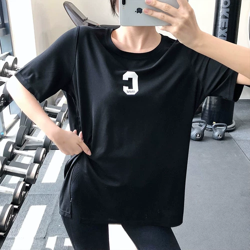 Спортивная дышащая одежда для йоги для отдыха, быстросохнущий лонгслив для спортзала, свободный крой, для бега