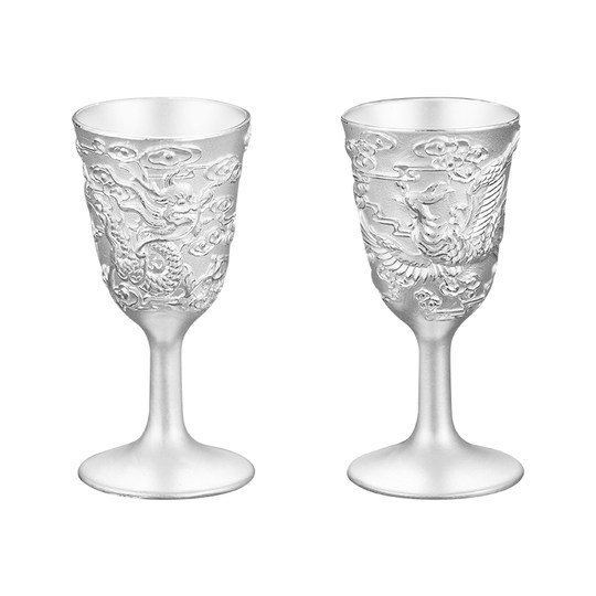 Copa de boda de dragón y fénix de plata de ley S999