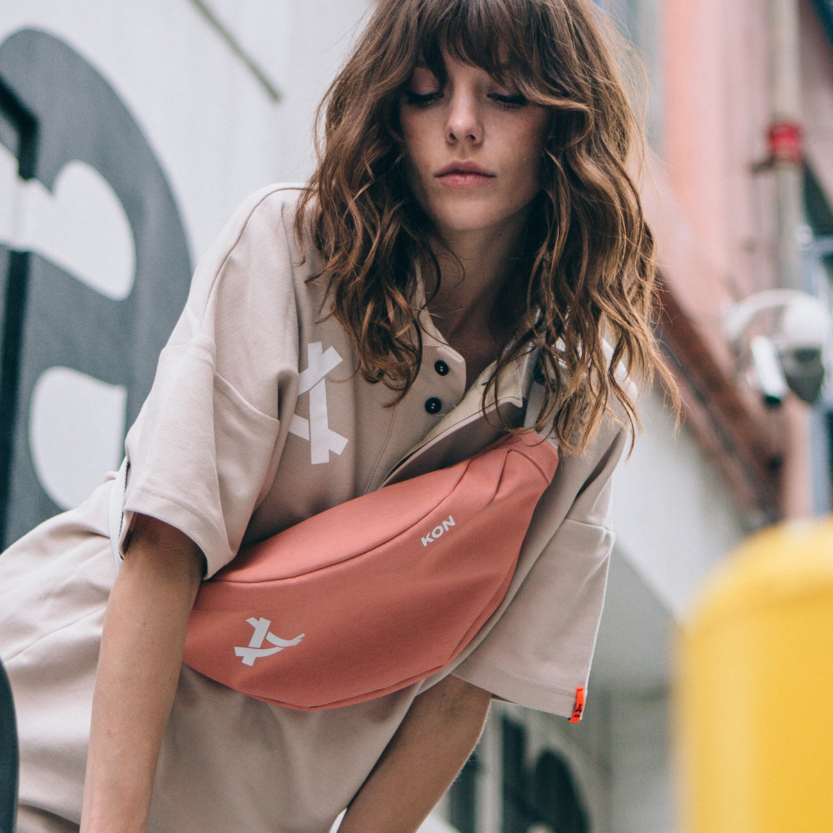 kon新款潮牌腰单肩潮流休闲斜挎包 kon男士包袋