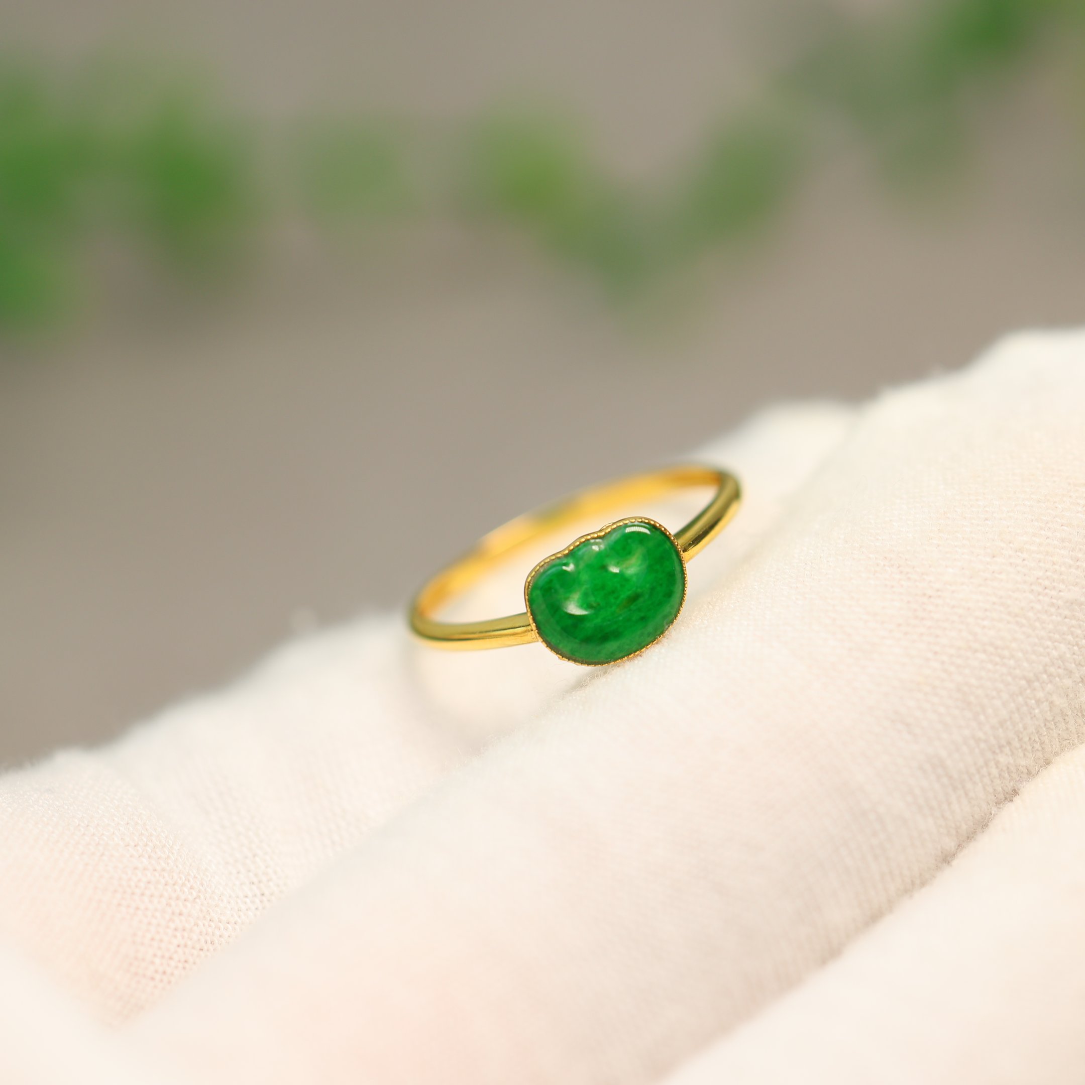 Myanmar natural grade A jadeite Ruyi head ring