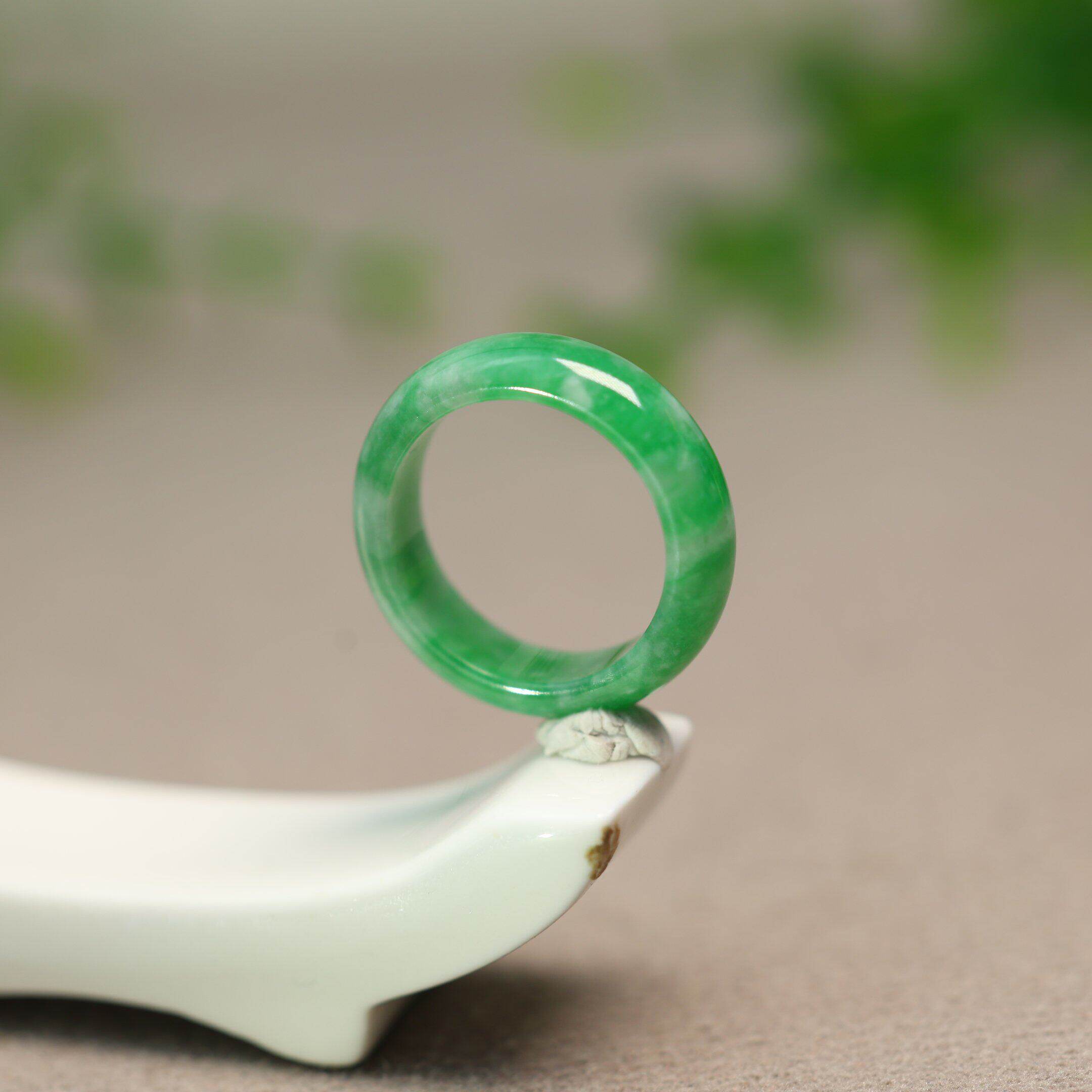 Ice waxy sun green Burmese natural grade A jadeite ring