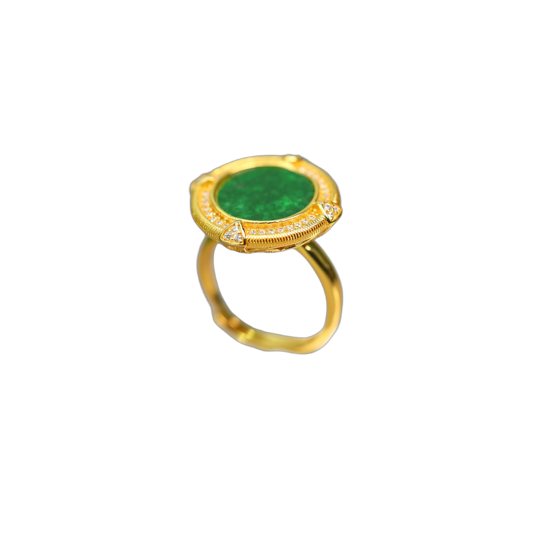 Natural grade A jadeite disc ring
