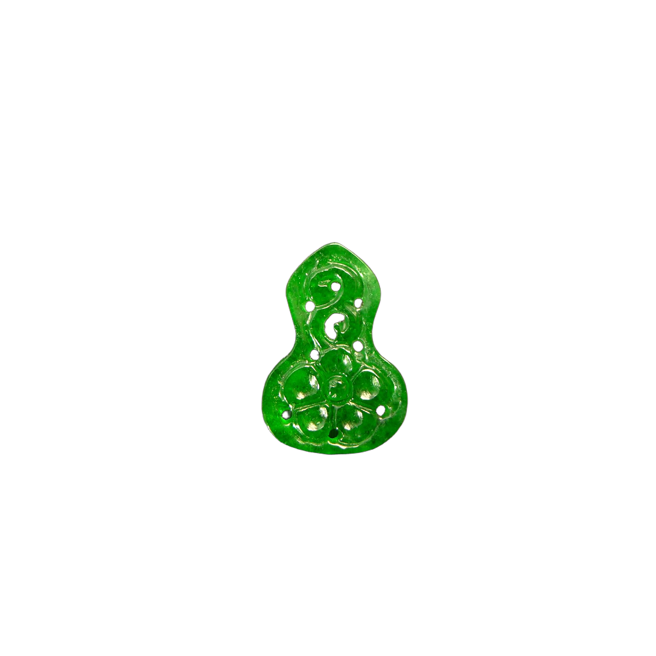 Natural Grade A Jadeite Hollow Carved Gourd Ring Face