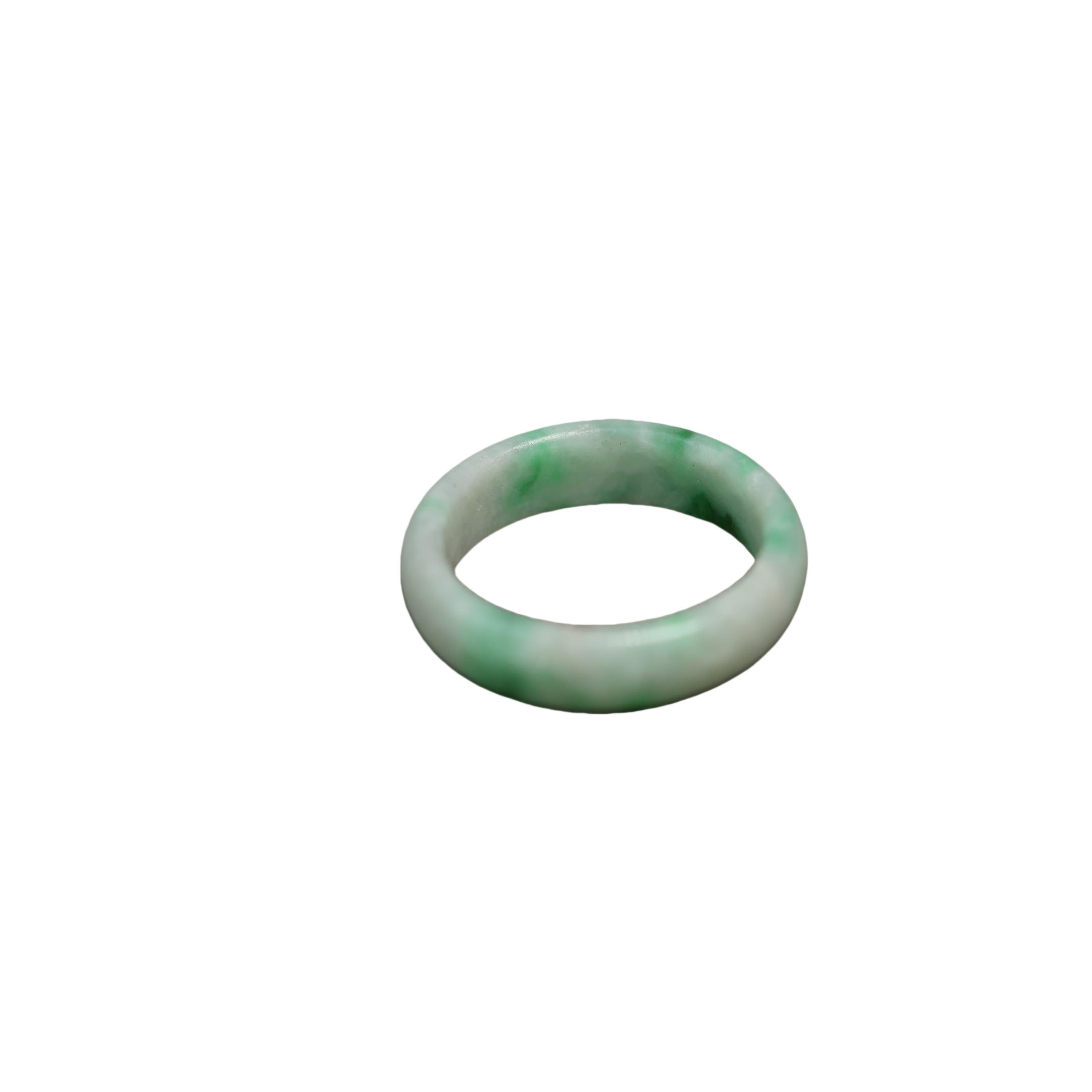 Floating Yang Green Natural Grade A Jadeite Ring on White Background