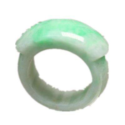 #K365白底飘阳绿缅甸天然A货翡翠马鞍戒指23号圈口男戒 - 图3