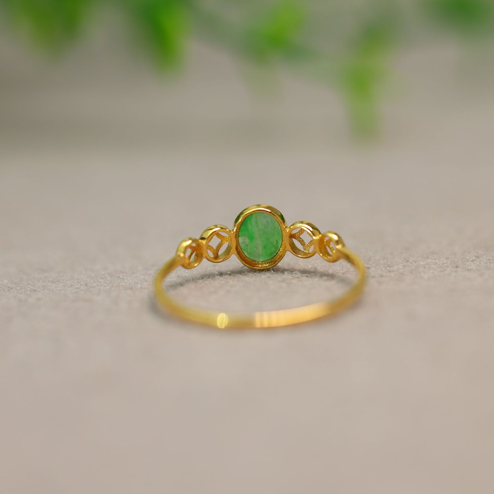 Yanglu Myanmar natural grade A jadeite cabochon ring