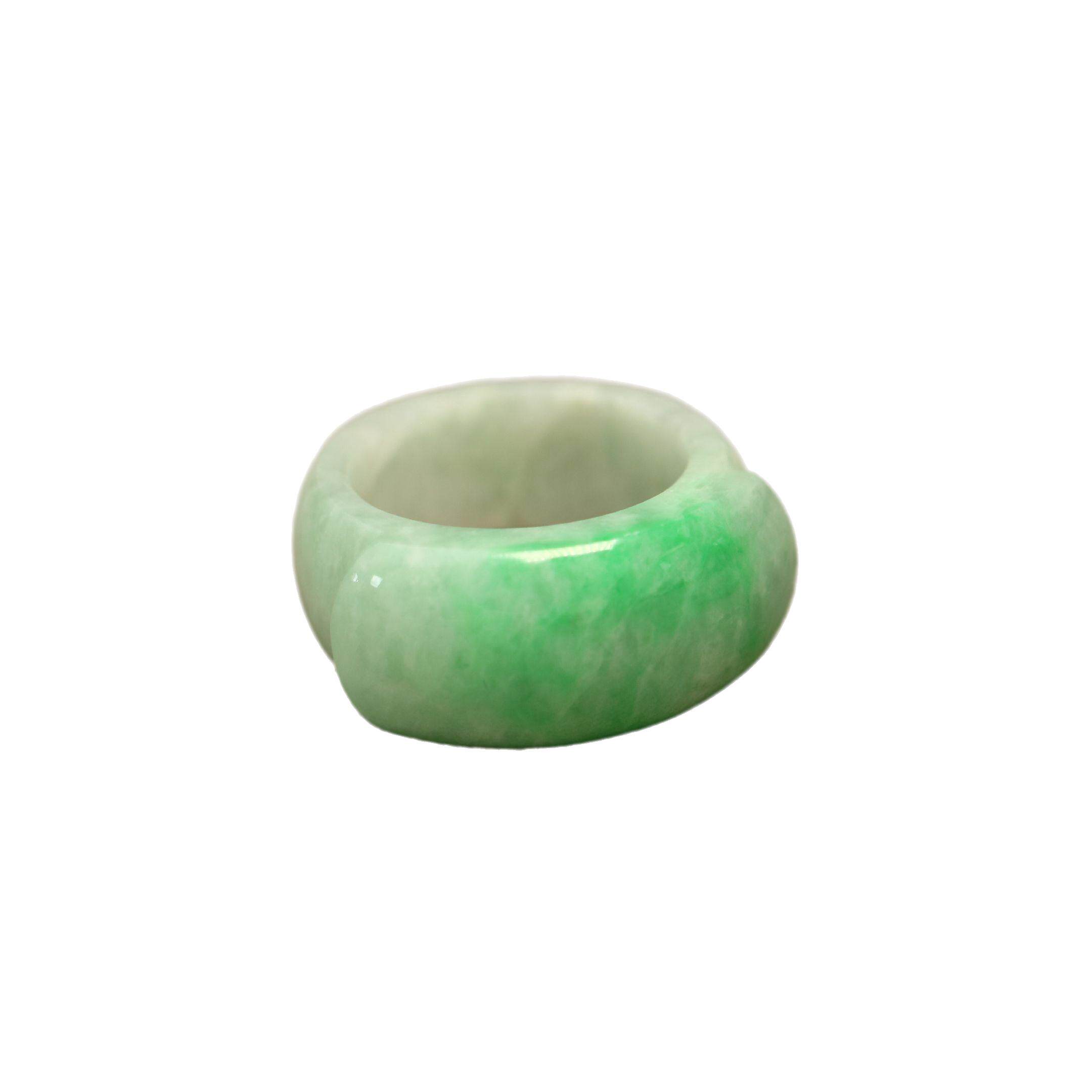 Natural grade A jadeite men's saddle ring