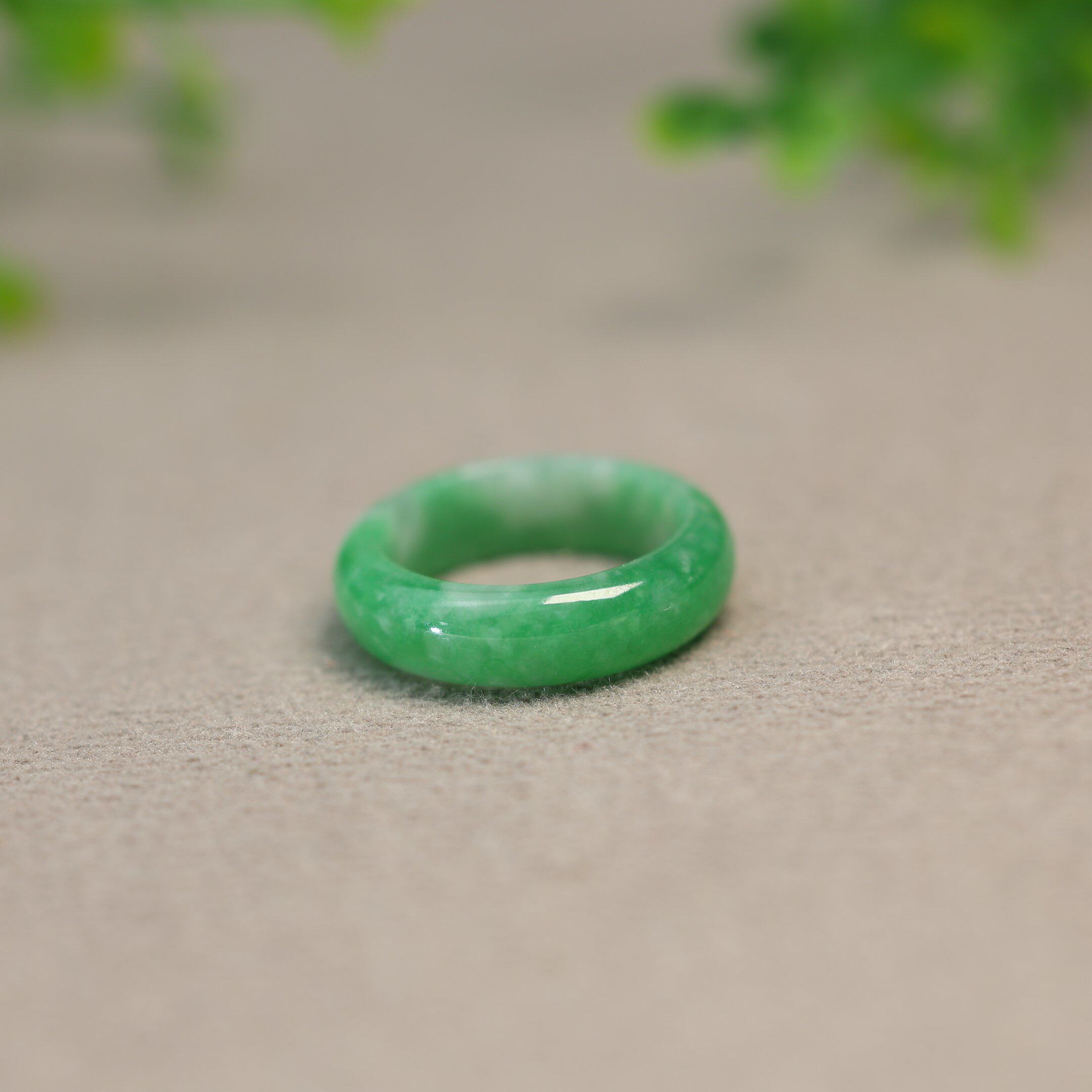 Ice waxy sun green Burmese natural grade A jadeite ring